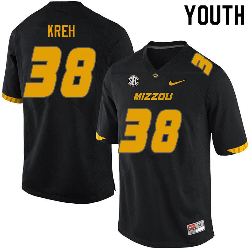 Youth #38 Chris Kreh Missouri Tigers College Football Jerseys Sale-Black - Click Image to Close
